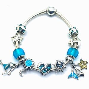 Authentic PANDORA Bracelet With Mix Nautical Theme Charms x2 Pandora Brand Beads
